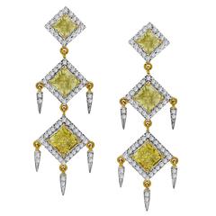 Natural Yellow Diamond Slice Gold Earrings