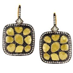 Diamond Gold Yellow Slice Earrings