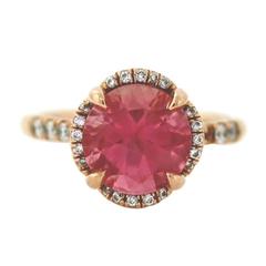 Pink Tourmaline Diamond Gold Ring 8