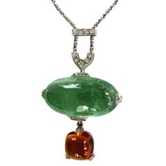 Dalben Aquamarine Citrine Diamond Pendant Necklace