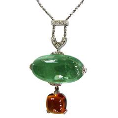 Dalben Aquamarine Citrine Diamond Pendant Necklace 1