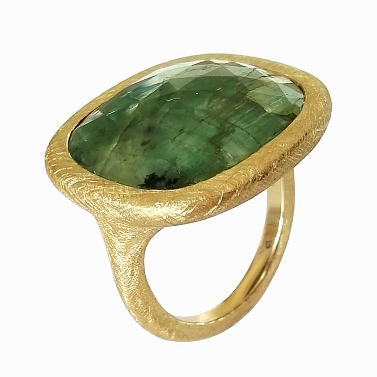Dalben Raw Emerald Slice Gold Ring at 1stDibs raw emerald gold ring, slice of gold, raw