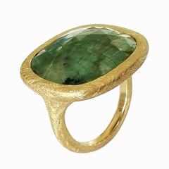 Dalben Raw Emerald Slice Gold Ring