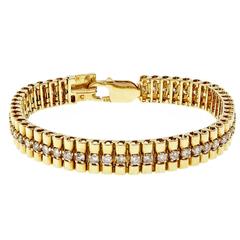 Diamond Gold Cylinder Link Bracelet 11