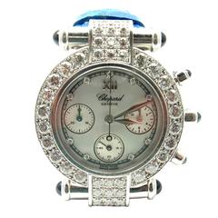 Chopard Lady's White Gold Imperiale Diamond Sapphire Chronograph Wristwatch 