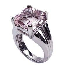 Bague solitaire en or et kunzite de 11 carats, ancienne bijouterie d'art