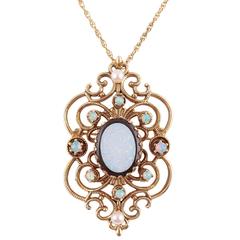 Opal Pearl Gold Pin Pendant with Gold Chain 8