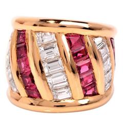 1970s French Verney Ruby Diamond Gold Ring