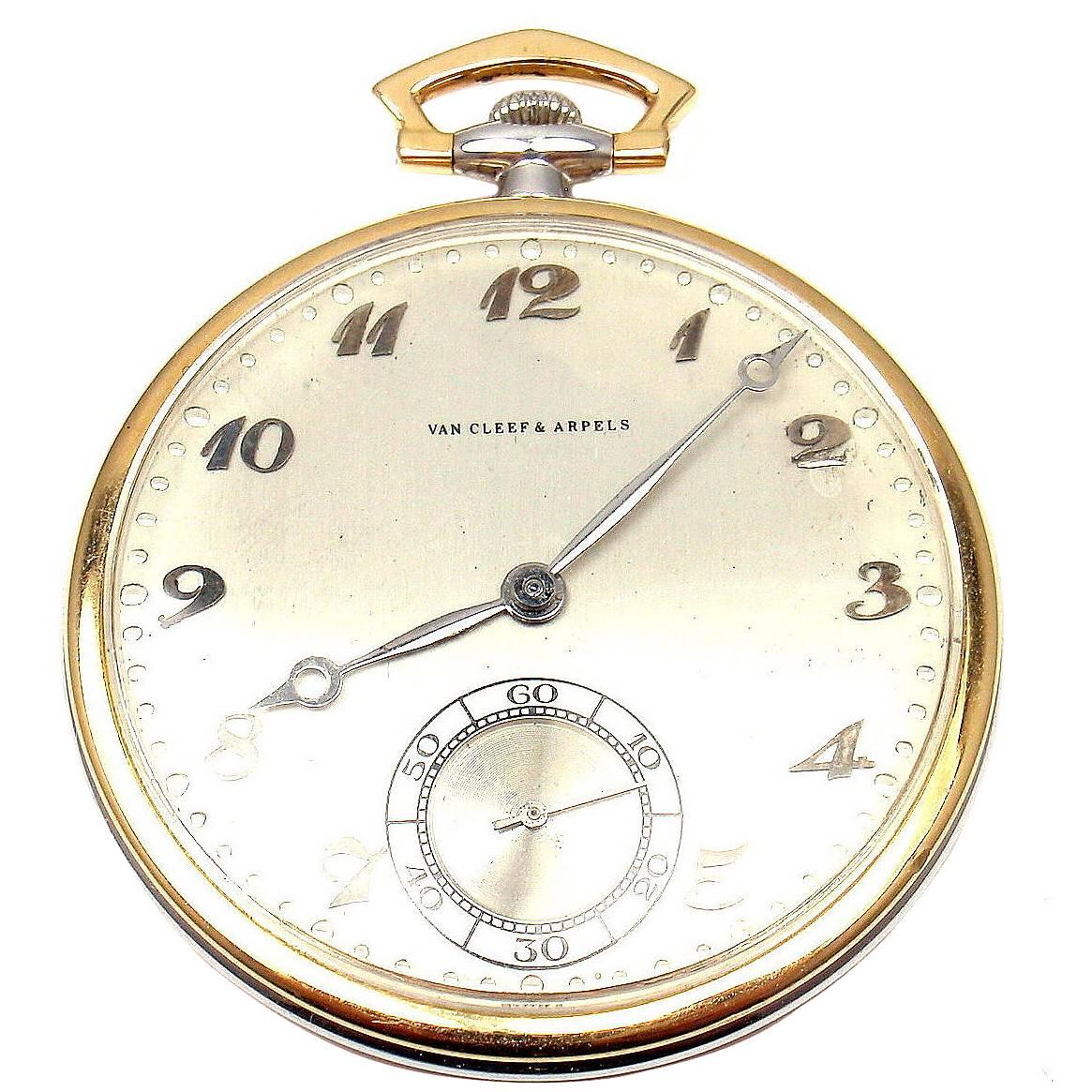 Van Cleef & Arpels Tissot Yellow and White Gold Pocket Watch