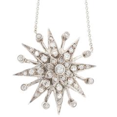 Transitional Cut Diamond Gold Star Pendant Necklace