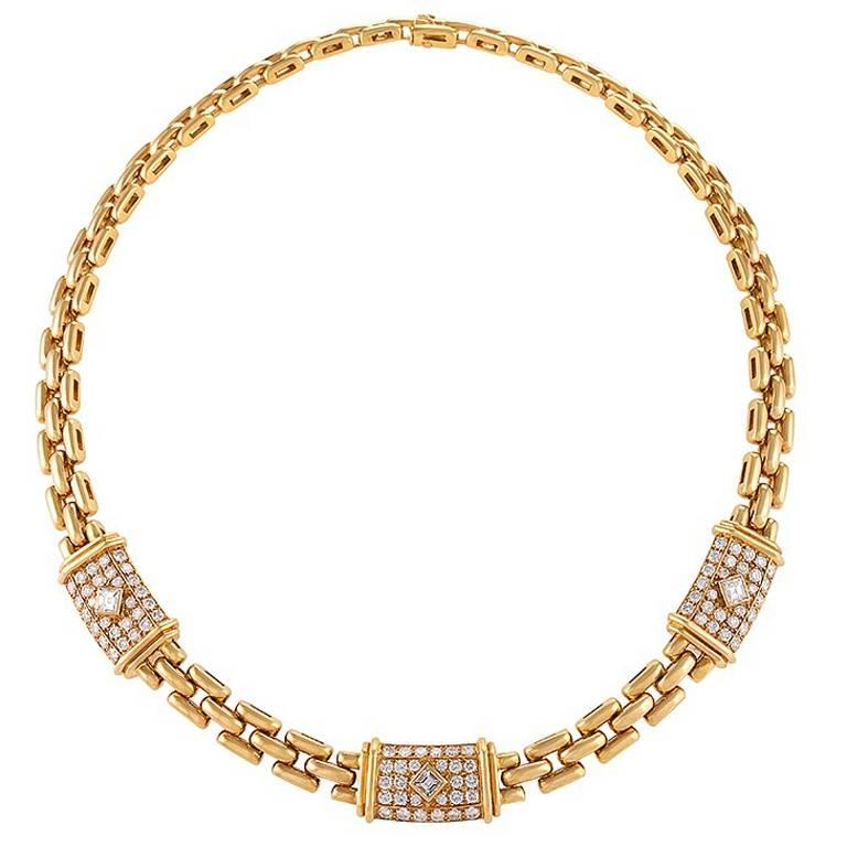 Cartier Paris 1990s Diamond and Gold Trinidad Necklace