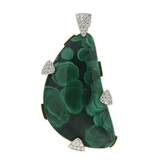 Azurite Malachite Diamond Gold Pendant 12