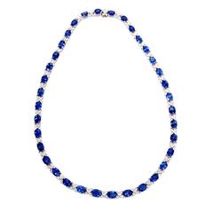 Ceylon Sapphire Diamond Gold Riviere Necklace