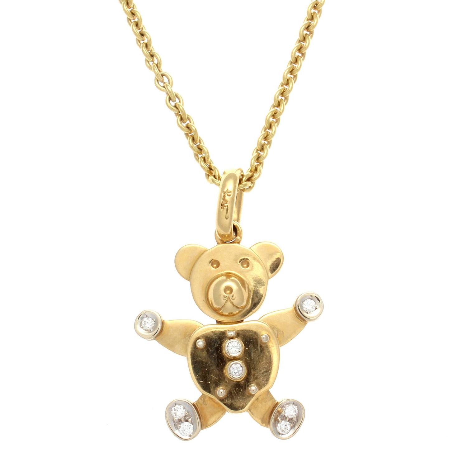 Pomellato Diamond Gold Teddy Bear Necklace For Sale at 1stdibs