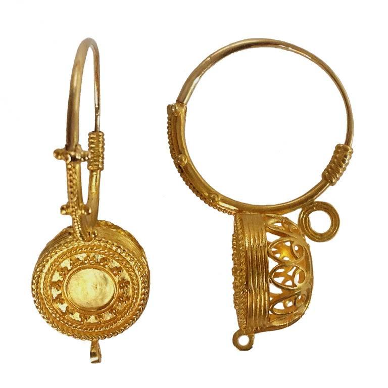 Italian Granulated Gold Basket Earrings