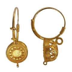 Italian Granulated Gold Basket Earrings 11