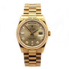 Used Rolex Day-Date Original Diamond Dial Presidential Automatic Wristwatch