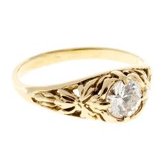 Diamond Gold Filigree Engagement Ring