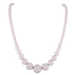 Vintage 46 Carats Graduated Diamond Ball Necklace