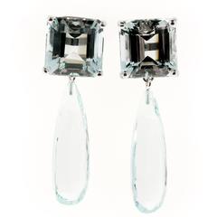 Peter Suchy Natural Untreated Aquamarine Gold Dangle Earrings 10