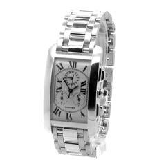 Retro Cartier White Gold Tank Americaine Chronoflex Wristwatch Ref W26033L1