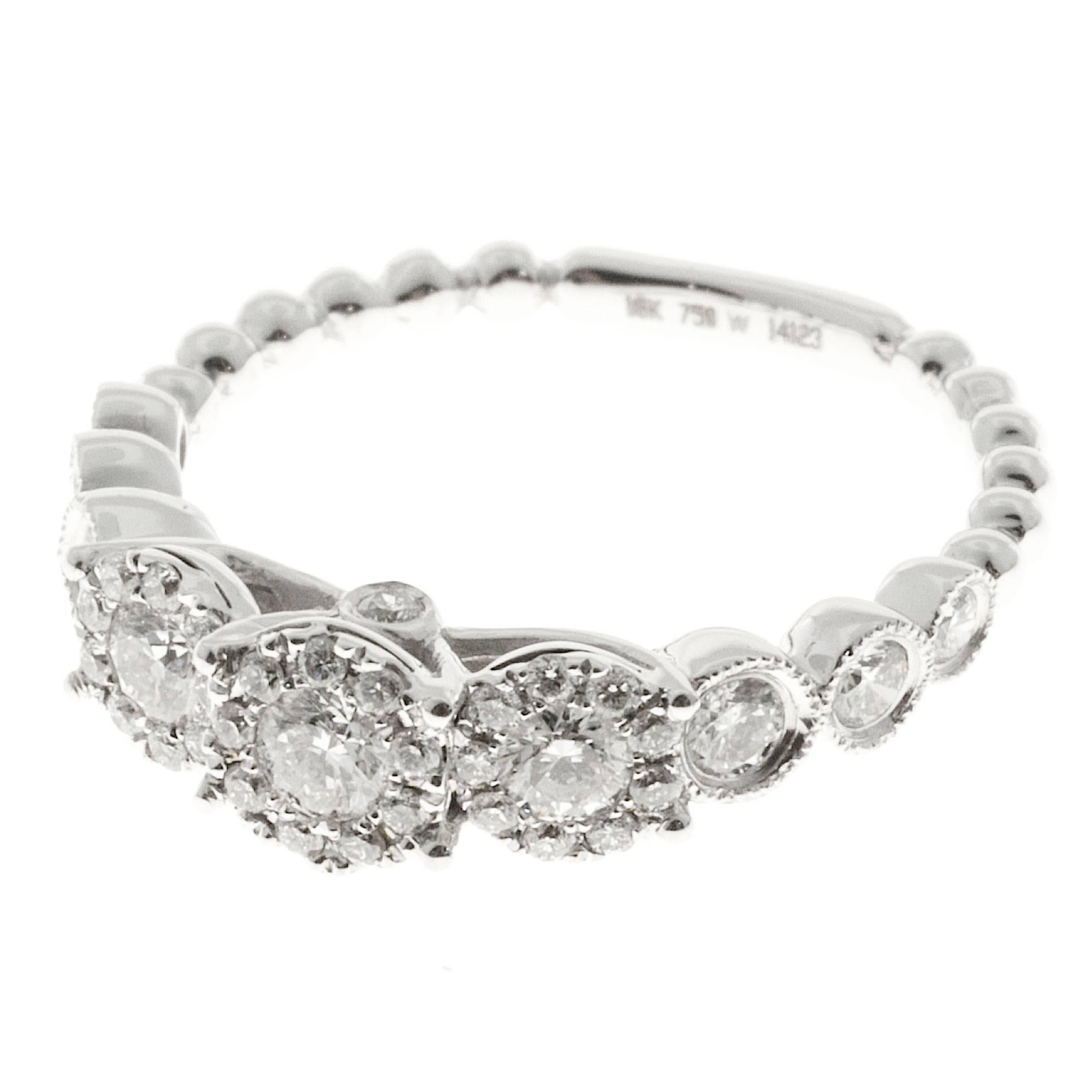 Sapphire and Diamond Triple Halo Engagement Ring at 1stDibs