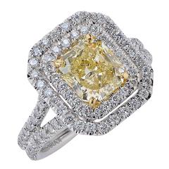 1.63 Carat GIA Cert Fancy Color Diamond Gold Ring