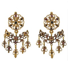 Antique Georgian Garnet Gold Earrings