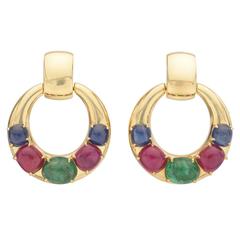 Seaman Schepps Sapphire Ruby Emerald Gold Torino Earrings