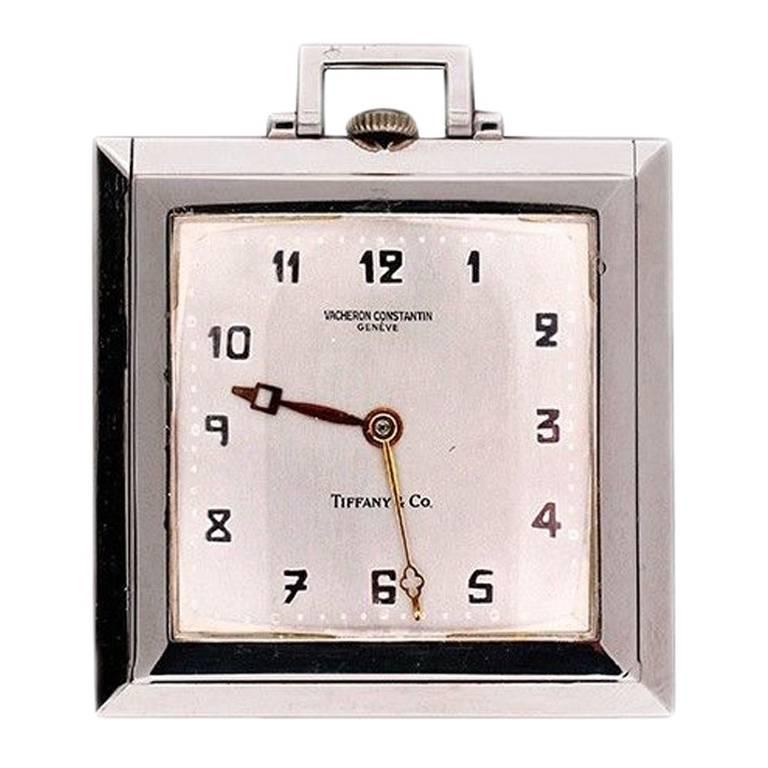 Vacheron & Constantin Platinum Square Pocket Watch Retailed by Tiffany & Co. For Sale