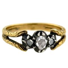 Antique Georgian French Mixed Metals Rose Cut Diamond Ring
