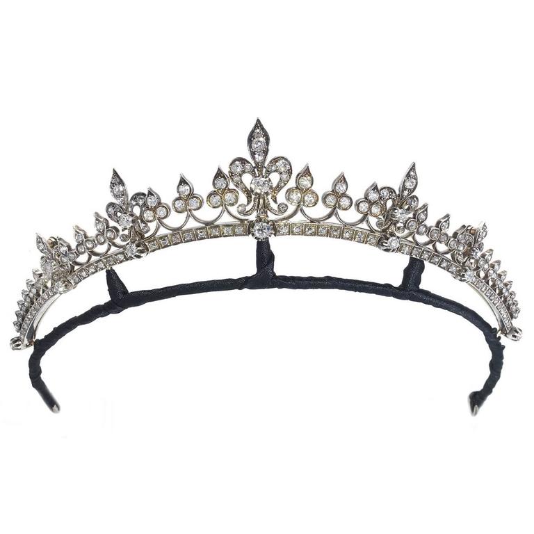 Victorian Diamond Silver Gold Tiara For Sale