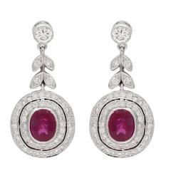 Burmese Ruby Diamond Gold Earrings 11