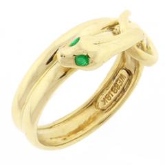 David Webb Emerald Gold Serpent Ring