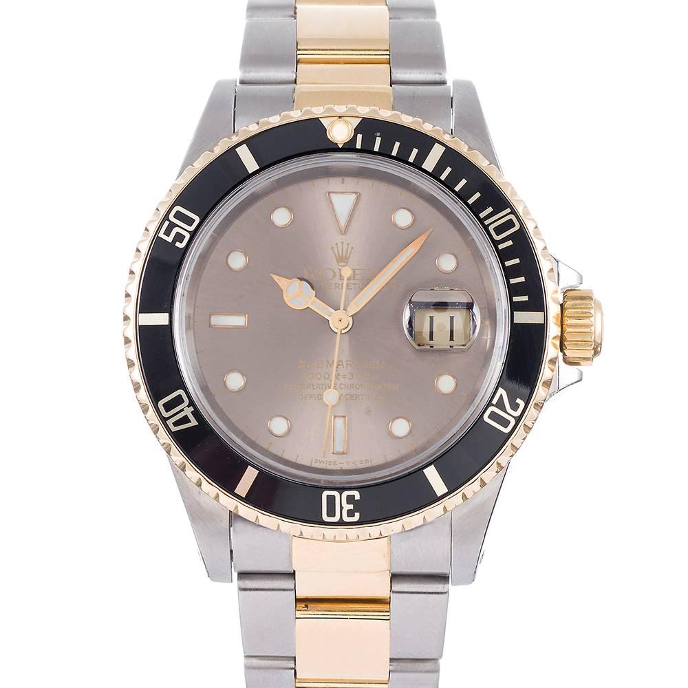 Rolex Yellow Gold Stainless Steel Submariner Color Change Dial Wristwatch