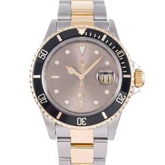Vintage Rolex Yellow Gold Stainless Steel Submariner Color Change Dial Wristwatch