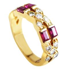 Vintage Tiffany & Co. Diamond Ruby Gold Band Ring