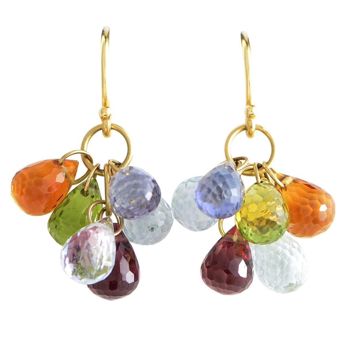 Tiffany and Co. MultiGemstone Gold Briolette Earrings at 1stdibs