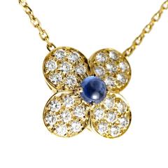 Vintage Van Cleef & Arpels Trefle Sapphire Diamond Gold Pendant Necklace