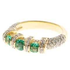 Emerald Pavé Diamond Gold Ring 8