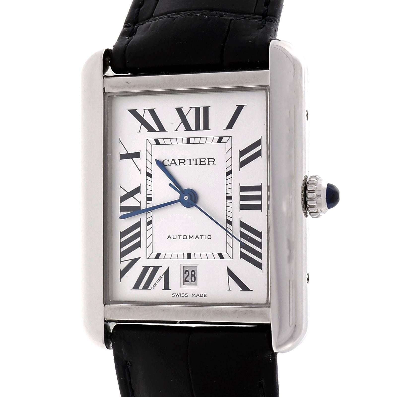 Cartier Stainless Steel Tank Solo Automatic Date Wristwatch