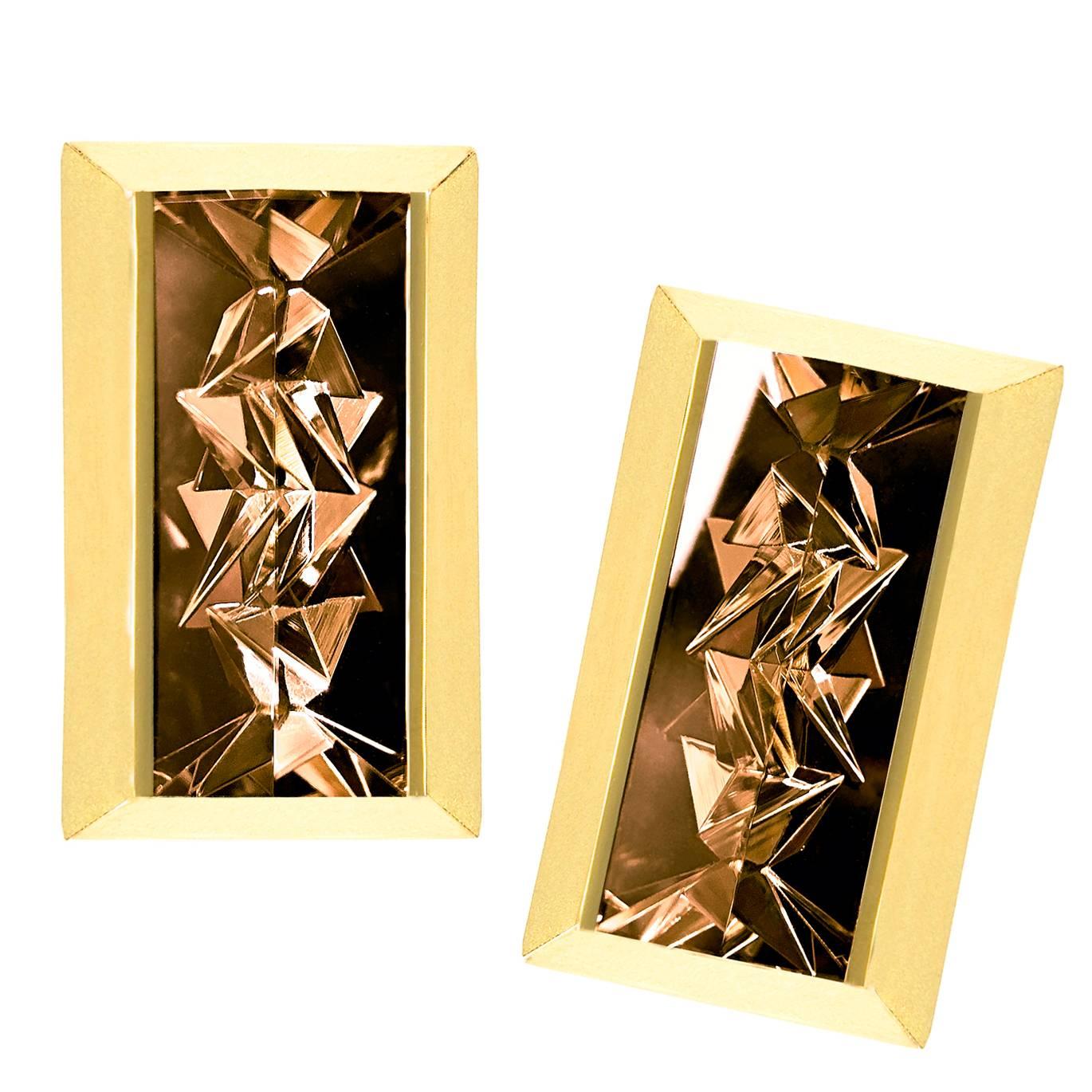 Atelier Munsteiner Reflective Smoky Quartz Gold Mantis Earrings
