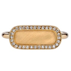 Diamond Gold Surround Modern Signet Ring 