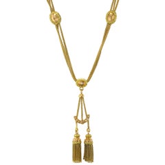 Antique Gold Suspended Type Necklace with Fine Pearls