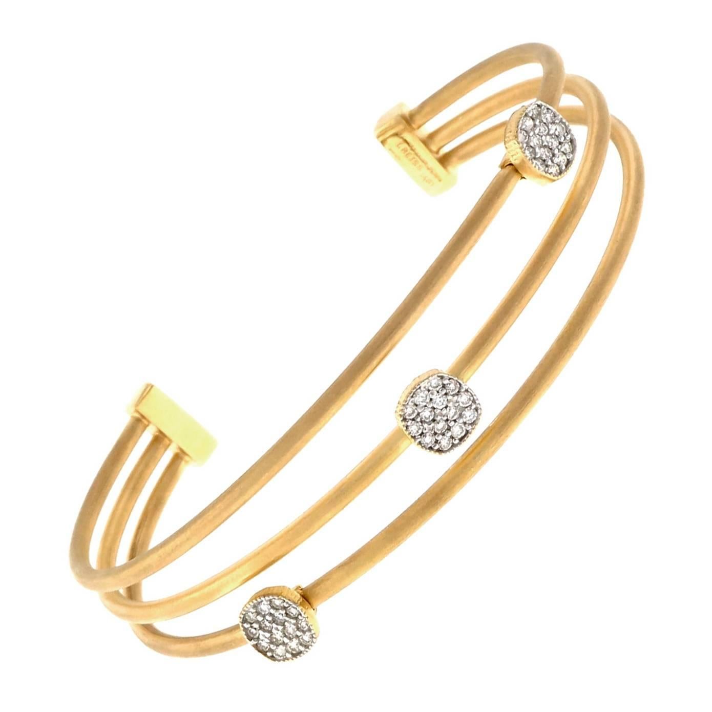 Isaac Reiss Diamond Gold Cuff Bracelet 