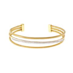 Isaac Reiss Diamond Gold Slip On Bangle Bracelet 