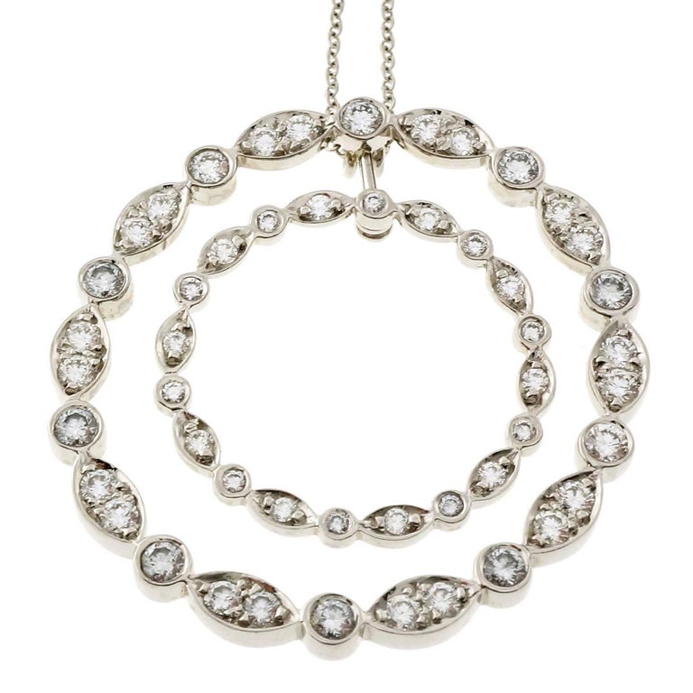 Tiffany and Co. Diamond Platinum Swing Circle Pendant Necklace at ...