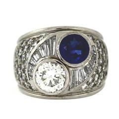 Sapphire Diamond Gold Bypass Ring with Modern Flare 