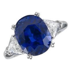 Boucheron Paris AGL Certified Natural 6.15 Carat Ceylon Sapphire Diamond Ring