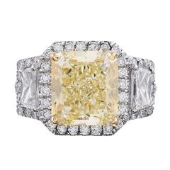 6.32 Carat GIA Cert Fancy Yellow Diamond Gold Platinum Ring